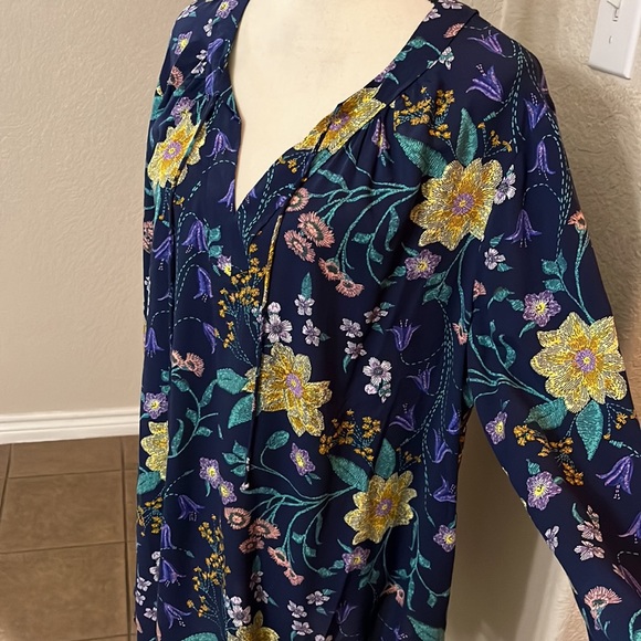 Old Navy navy floral print long sleeve blouse top Size XXL - Picture 7 of 17